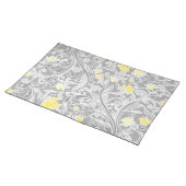 Modern Yellow and Grey Swirly Floral Placemat (On Table)