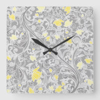 Modern Yellow and Grey Swirly Floral