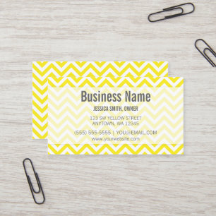 Modern Yellow and White Chevron Pattern Business Card