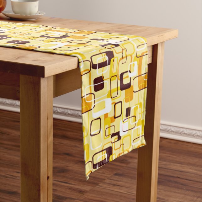 Modern Yellow & black abstract style Medium Table Runner (In Situ)