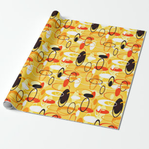 Modern Yellow & black abstract style Wrapping Paper