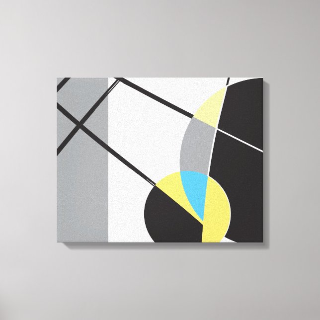 Modern Yellow black blue geometric abstract shapes Canvas Print (Front)