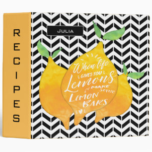 Modern Yellow Black Chevron Lemon Bars Recipe Binder