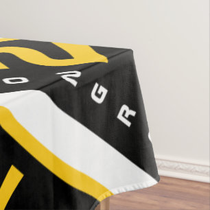 Modern Yellow Black White Graduation Party Tablecloth