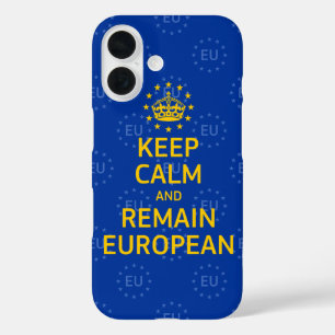 Modern Yellow Blue Keep Calm Crown Europe Vector iPhone 16 Case