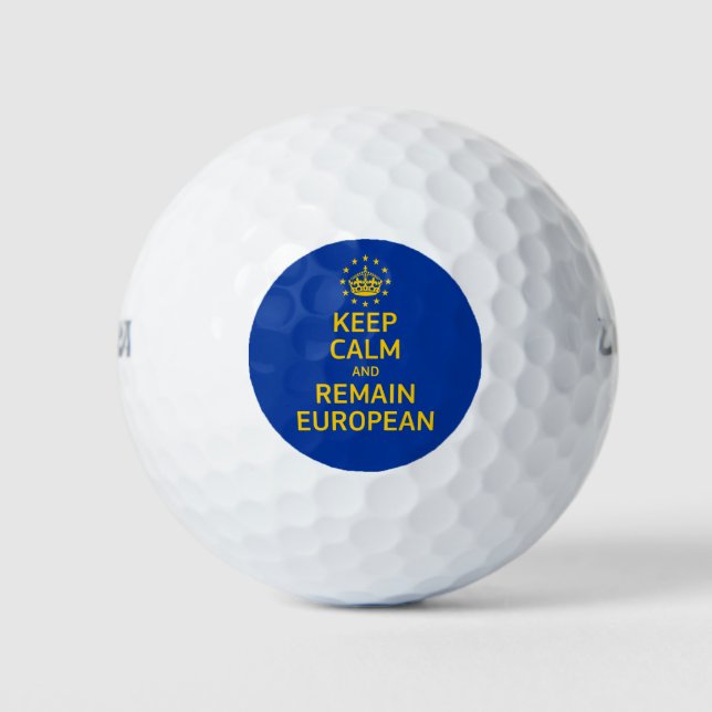 Modern Yellow Blue Keep Calm Crown Europe Vector Golf Balls (Front)