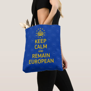 Modern Yellow Blue Keep Calm Crown Europe Vector Tote Bag