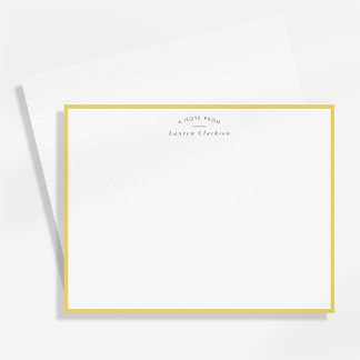 Modern Yellow Border Personalized Note Card