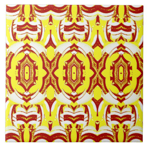 Modern yellow & brown classic pattern   tile