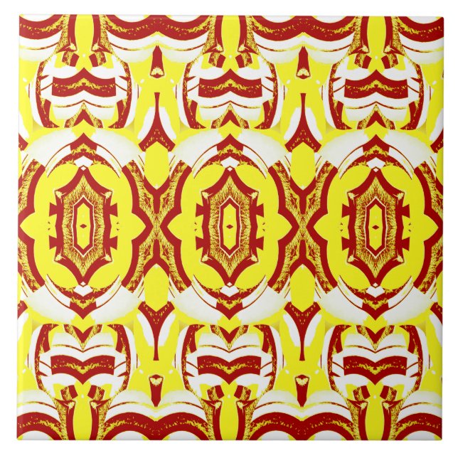 Modern yellow & brown classic pattern   tile (Front)