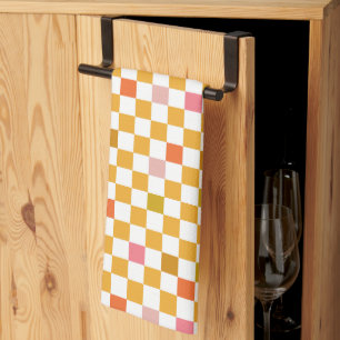 Modern Yellow Chequered Pattern Kitchen Towel
