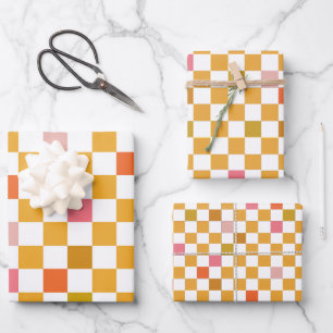 Modern Yellow Chequered Wrapping Paper