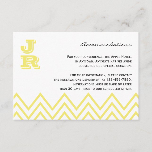 Modern Yellow Chevron Accommodations Insert (Front)