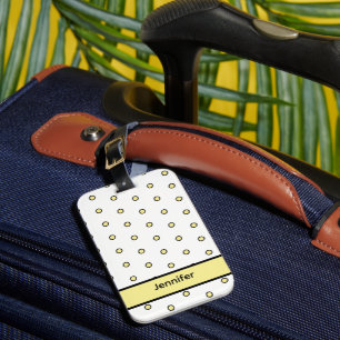 Modern Yellow Circle Dot Pattern Personalize Luggage Tag