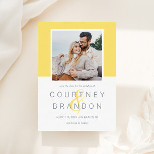 Modern Yellow Colour Block Photo Wedding Save The Date
