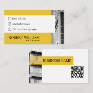 Modern Yellow Condo QR Code Real Estate Agent Business Card