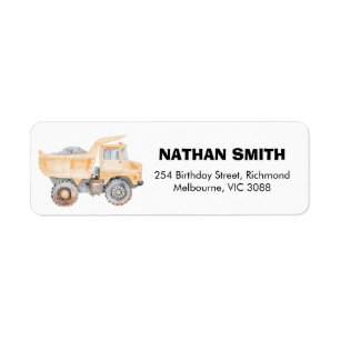 Modern Yellow Construction Birthday Return Address