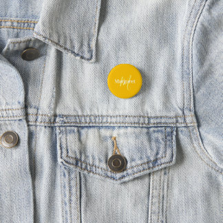 Modern yellow custom name 1 inch round button