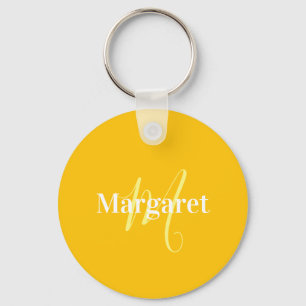 Modern yellow custom name keychain