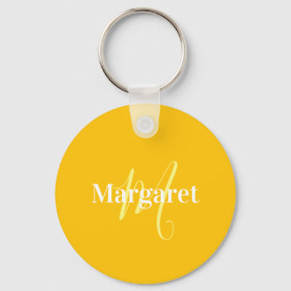 Modern yellow custom name keychain