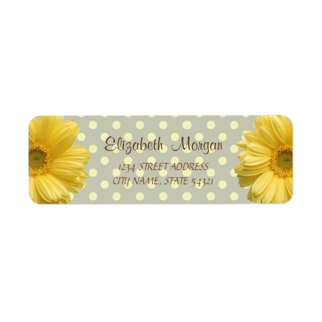 Modern,Yellow Daisy,Polka Dots Address Label (Front)