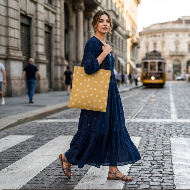 Modern yellow dots cool pattern shopping bag  (Creator Uploaded)