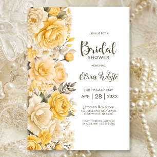 Modern Yellow Floral Bridal Shower Invitation