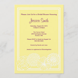 Modern Yellow Floral Bridal Shower Invite