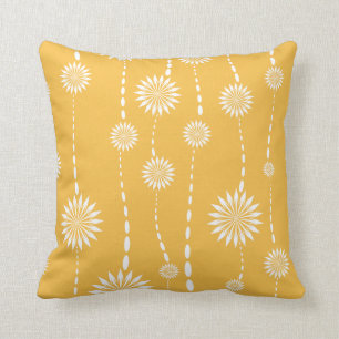 Modern Yellow Floral Decorative Throw Pillow
