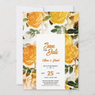 Modern Yellow Floral Save The Date Invitation