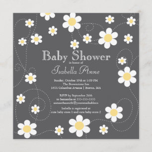 Modern Yellow Flowers Floral Neutral Baby Shower Invitation