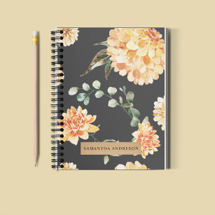 Modern Yellow Flowers & Kraft Personalized Gift Notebook