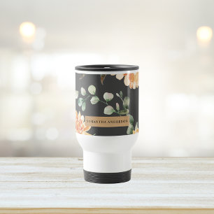 Modern Yellow Flowers & Kraft Personalized Gift Travel Mug