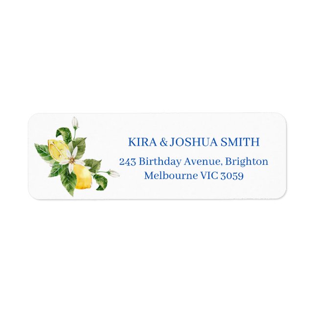 Modern Yellow Foliage Lemon Return Address Label (Front)