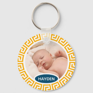 Modern Yellow Geometric Custom Photo Keychain