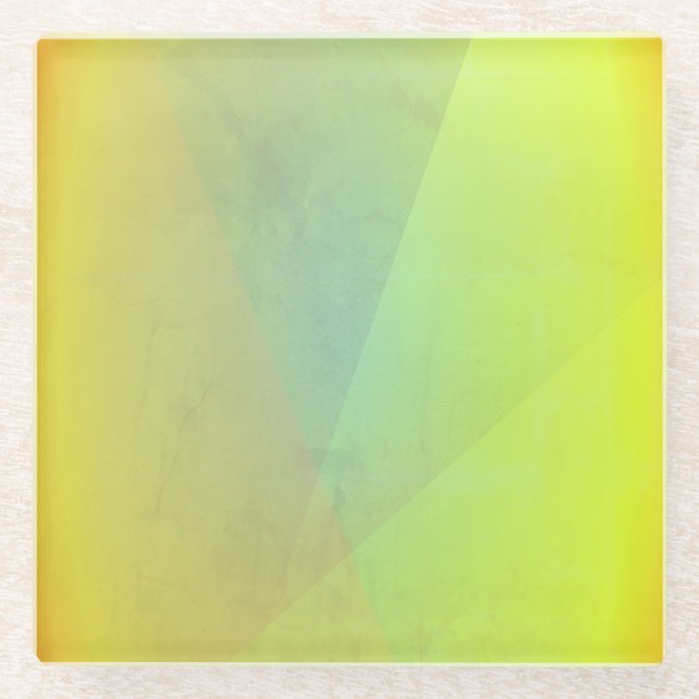 Modern Yellow Geometric Gradation Glass Coaster (Front)