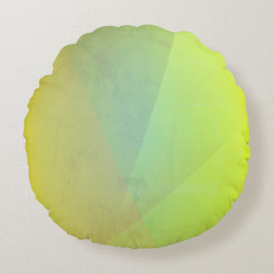 Modern Yellow Geometric Gradation Round Pillow