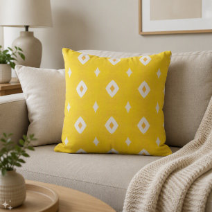 Modern Yellow Geometric Pattern Throw Pillow