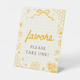 Modern Yellow Gingham Honey Bee Favours Sign