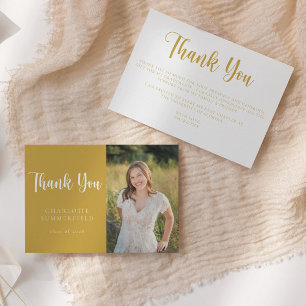 Modern Yellow Gold Graduation Thank You Card