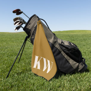 Modern Yellow Gold Monogram Initials Personalized Golf Towel