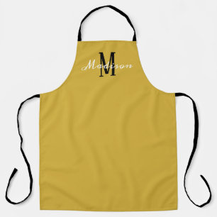 Modern Yellow Gold Script Monogram Personalized Apron