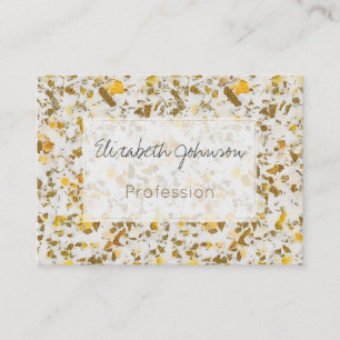 Modern Yellow & Gold Speckles Terrazzo Pattern Business Card
