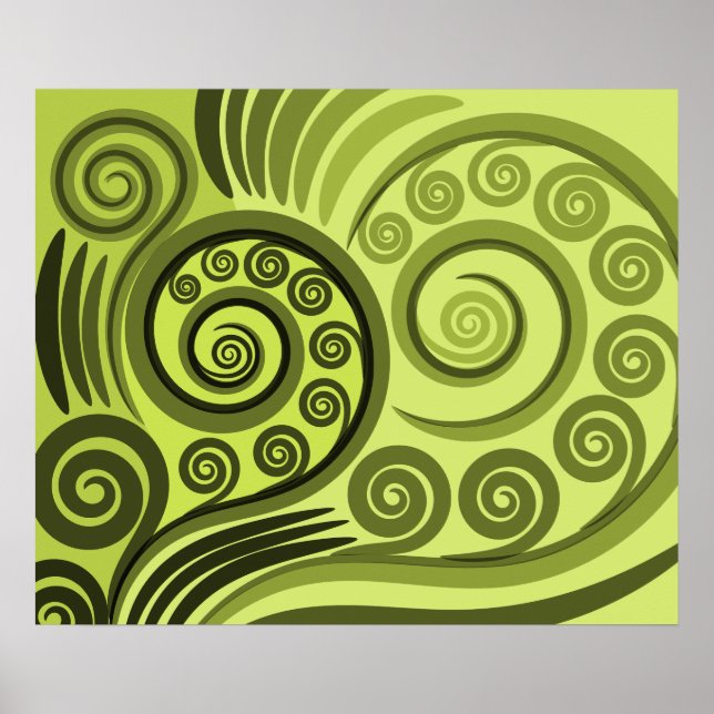 Modern Yellow-Green Fern Curls  Poster (Front)