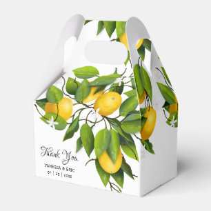 Modern Yellow & Green Lemon Fruit   Wedding Favor Box