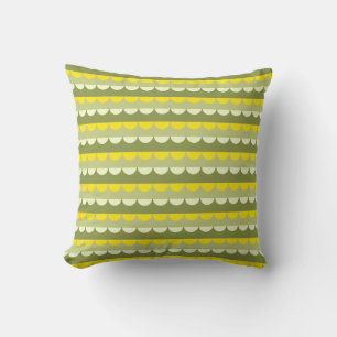 Modern Yellow Green Stripes Pattern Throw Pillow
