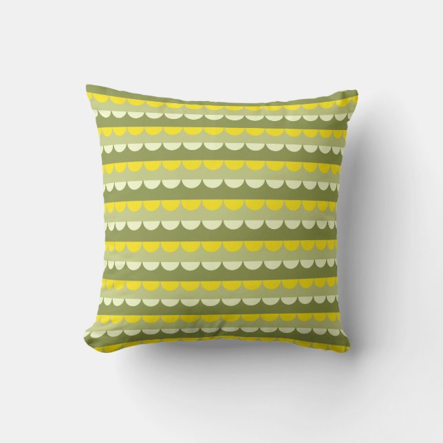 Modern Yellow Green Stripes Pattern Throw Pillow (Front)