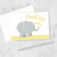 Modern Yellow Grey Elephant Baby Shower