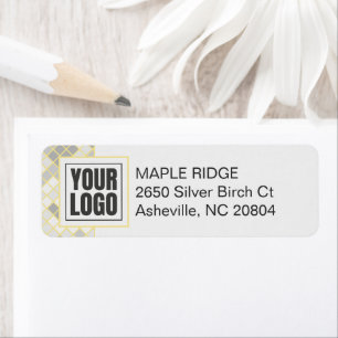 Modern Yellow & Grey Geometric Address Label