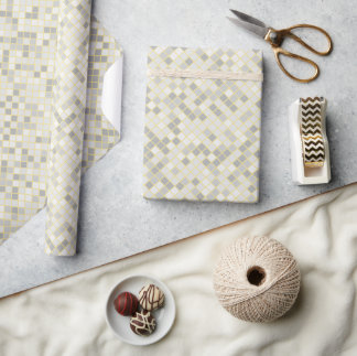 Modern Yellow & Grey Geometric Diamond Wrapping Paper
